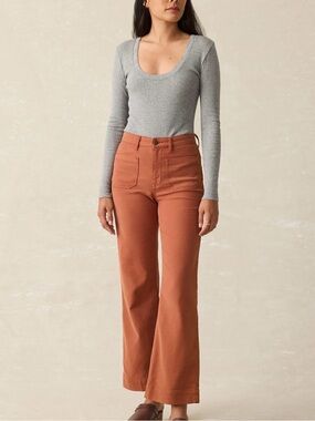 Faherty Stretch Terry Cord Patch Pocket Pants Women’s Size 25 Russet Orange Wide